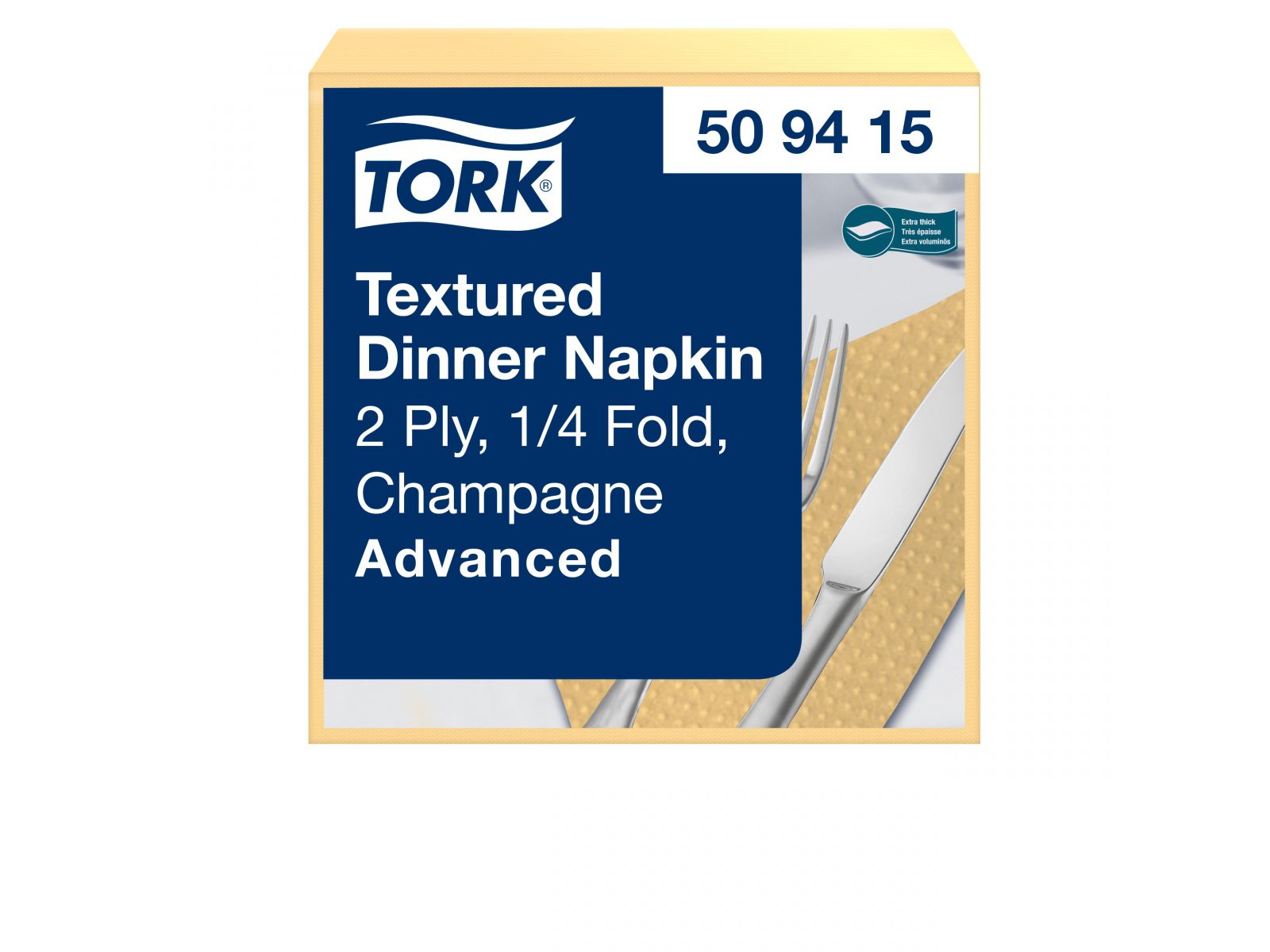 Serwetki Tork Textured 509415 Szampańskie 39,5 x 30 Karton 1000 serwetek (20 x 50) Składana 1/4